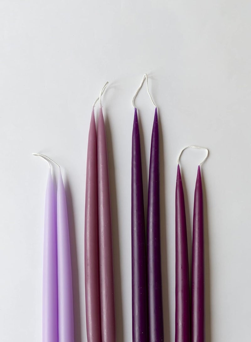 Kunstindustrien ® Taper Candles – Set of 4, 13.8" – Made in Denmark, Long Burning Candles 15h, Unscented & Smokeless Candlesticks, Elegant Tall Candles for Weddings Dinners & Home Decor (Light Heather) - Image 4
